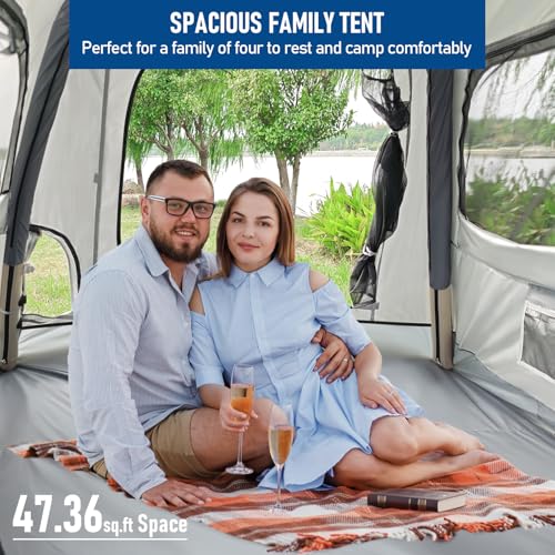 Carpa Inflable Rápida para Camping Nidebur XB374 3-4 Personas, Impermeable, Fácil Montaje, Plata miniatura 3