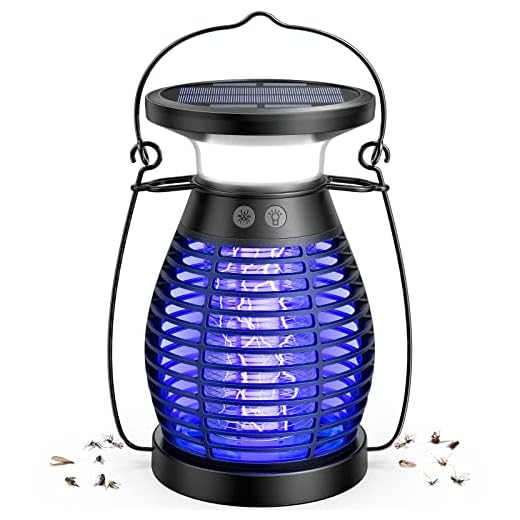 Uiage Bug Zapper Outdoor, Solar & Rechargeable Mosquito Zapper for Gnats, Flies, Moths, 4200V High Powered Electric Fly Trap Zapper, 3 in 1 Waterproof Bug Killer Lantern for Camping, Patio, Yard, Home