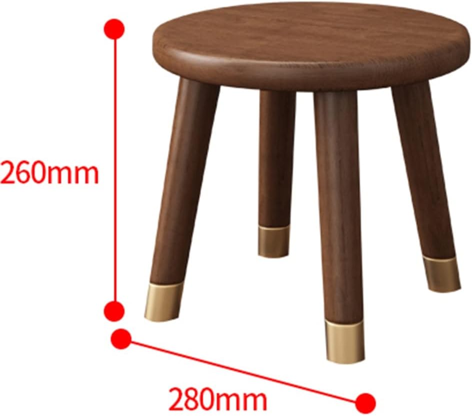 Wooden Step Stool for Adults,Round Cushion Foot Stool,Small Stool with Non-Slip Pad for Bedroom, Living Room and Kitchen (Brown 28 * 28 * 26cm)