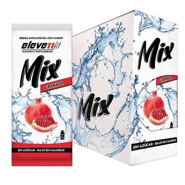 Eleven Fit Mix Instantáneo Sabor Granada | Prepara 1.5L de Bebida Saludable, Sin Azúcar y Baja en Calorías | Ideal para Mezclar con Agua y Mejorar tu Dieta | Caja de 24 Sobres