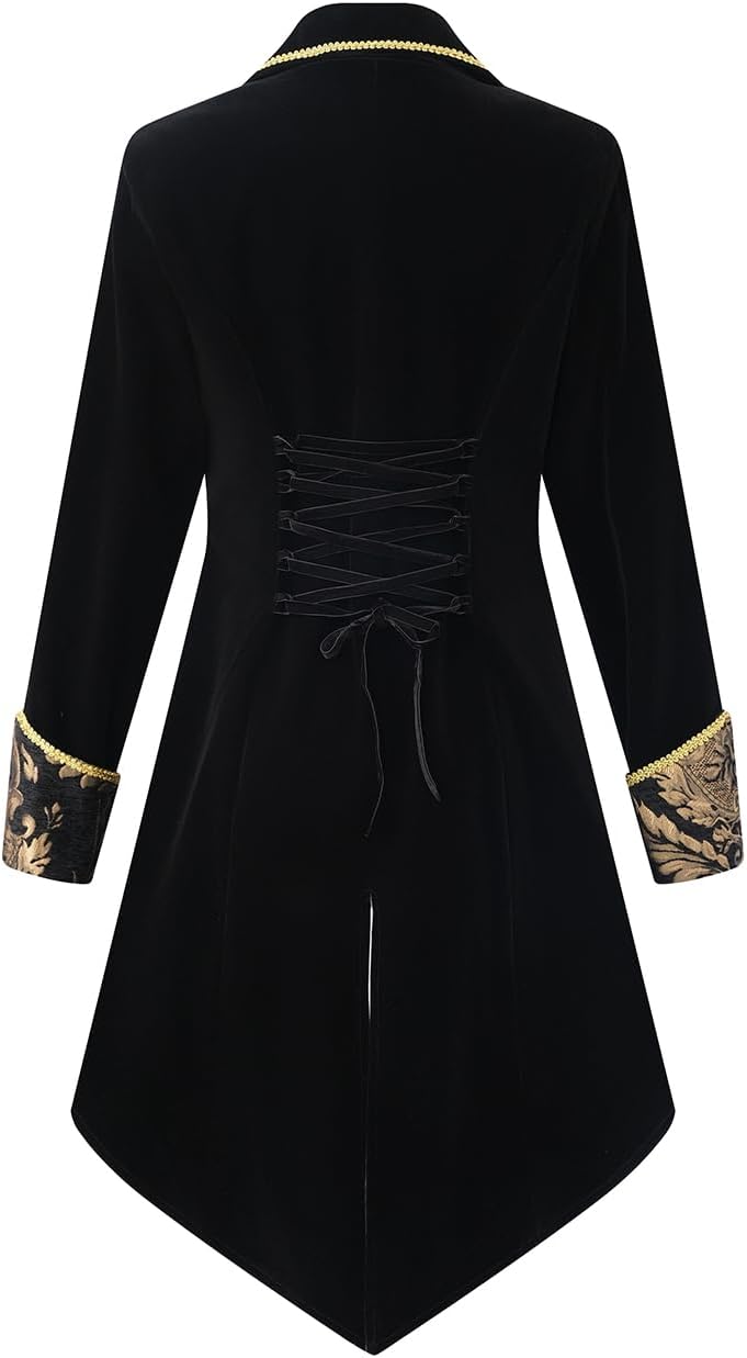 Womens Victorian Renaissance Jacket Steampunk Costume Dress Medieval Tailcoat Pirate Coat - Image 3