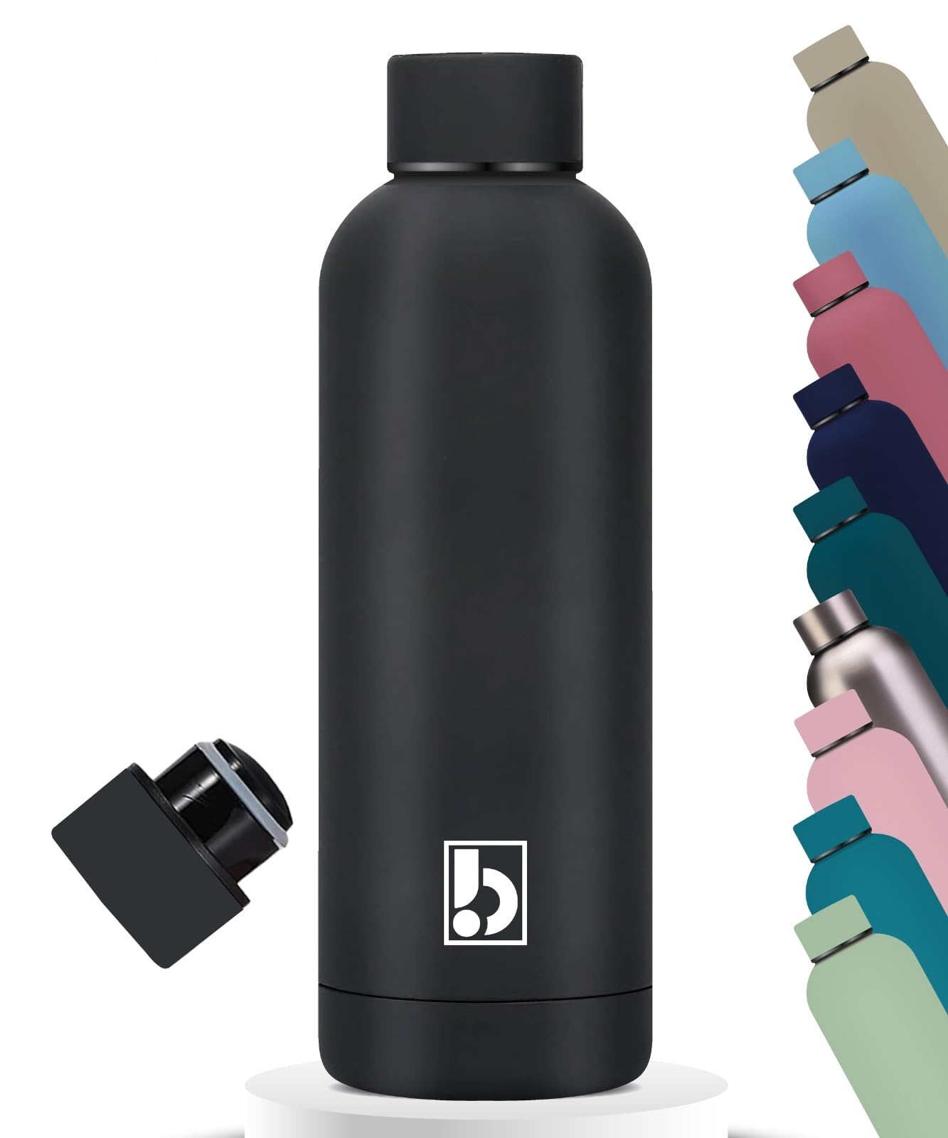 BuyOn Water Bottle Stainless Steel, Double Wall Insulated Vaccume Water Bottles Drinking Thermos Hot and Cold water for Kids School Gym Office Travel Hydro Flask Bottle (BLACK, 750ML)