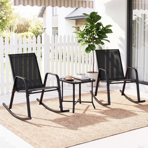 Tangkula Outdoor Mesh Fabric Rocking Chairs Set of 2 - Image 4