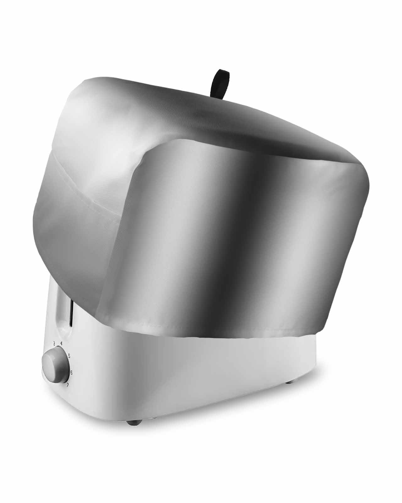 Gray White Toaster Cover 2 Slice, Modern Gradient Geometric Dustproof Bread Machine Oven Cover with Storage Pockets, Fits Most Kitchen Toasters Protector