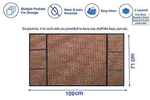 Image of Stylista Refridgerator top Cover Suitable for Samsung RR23C2F24S8 /HL, 215 Liter Fridge, Dimension (WXD) 71x109 CM, Pin Check Pattern Brown