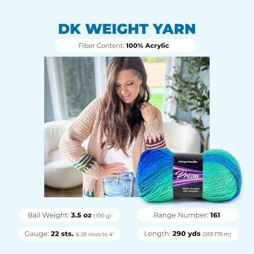 Image of Mary Maxim Prism Yarn, Acrylic Multicolor DK Yarn, 290 Yards, Rain Shower | Ombre Yarn, 3 Weight, Machine Wash, For Knitting and Crochet, Create Baby Items, Blankets, Afghans, Clothing Variegated Yarn
