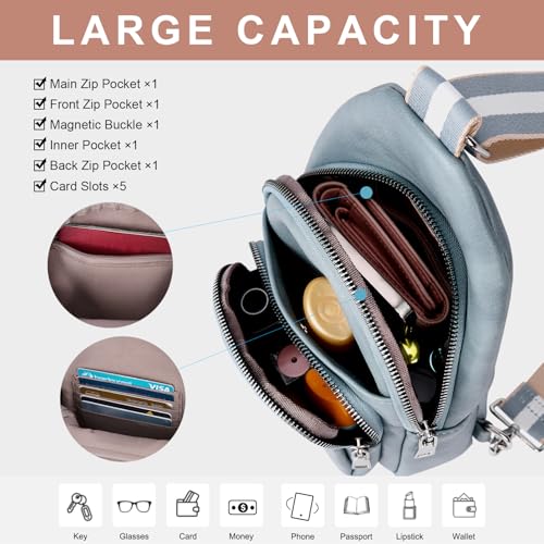 Image of CLUCI Sling Bag for Women, Vegan Leather Fanny Pack Crossbody Bags for Women, Chest Bag With Guitar Strap