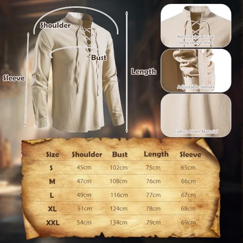 Costume Renaissance de qualité supérieure avec chemise médiévale et ceinturon en similicuir - 2