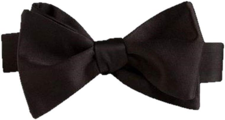 David Donahue Men's Classic Self Tie Silk Solid Black Luxury Tuxedo Bow Tie