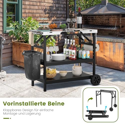 Table de barbecue de jardin pour repas en terrasse avec crochets