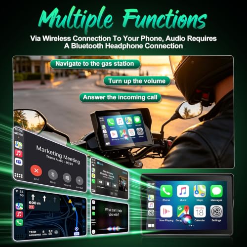 Image of YZW 5 Inch Motorcycle Carplay, GPS Navigation with Android Auto, Siri & Google Assistant /USB Cable /Bluetooth 5.2 /TMPS /Anti-Glare /Voice Control /IP69K Waterproof Touchscreen /Light Sensor /Magnetic Mount