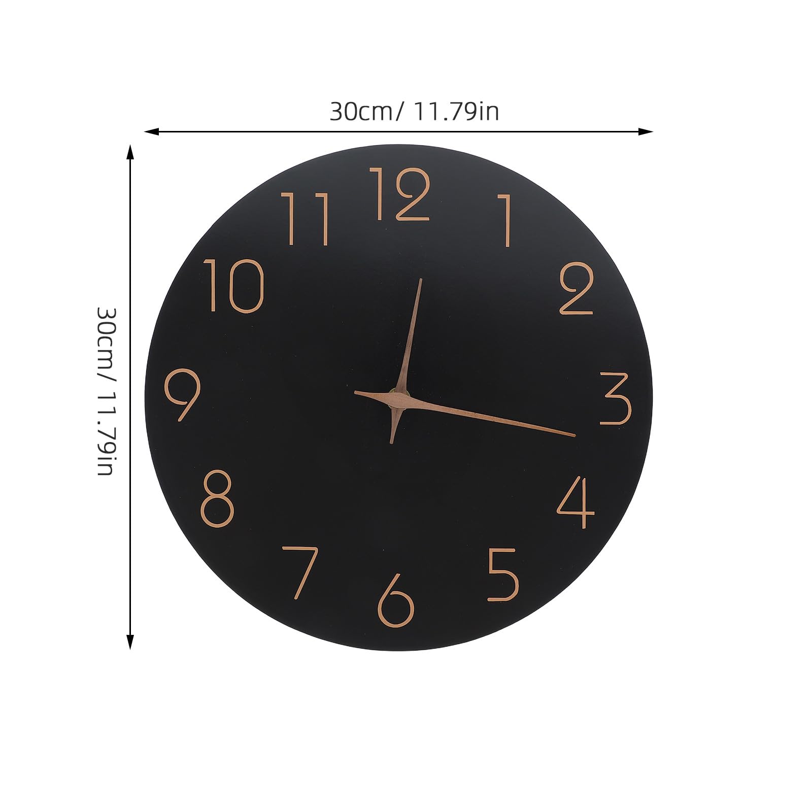 Schwarze Holzwanduhr, 30 cm (12 Zoll), geräuschlos, kein Ticken, rundes Zifferblatt, Moderne minimalistische Wanddekoration für Wohnzimmer, Küche, Schlafzimmer, Homeoffice