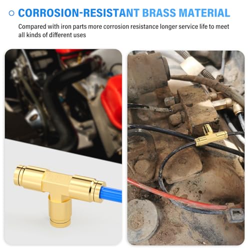 Image of TAILONZ PNEUMATIC 5PCS 1 /4 inch Tube OD DOT Tee Out Pipe Air Fittings, Push to Connect Fittings Air Brake Pipe Fittings for Cars, Trucks, Air Brake Systems, Etc.