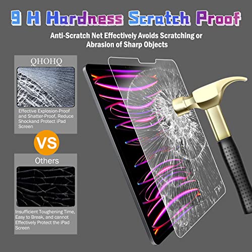 Qhohq [2+2 Pack] Tempered Glass Screen Protector For Ipad Pro 12.9 2022/2021/2020 (6Th/5Th/4Th Generation) With Camera Lens Protector, Ultra Hd, Anti-Scratch, Compatible With Face Id＆Apple Pencil #TOP5
