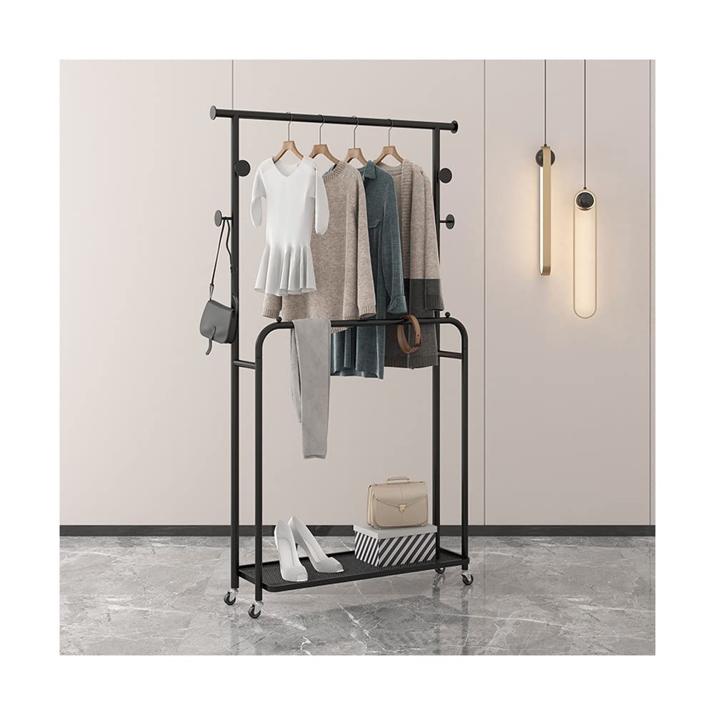 Nancy's Portant à Vêtements à Roulettes - Double Barre Jusqu'à 110 Kg Armoire Enroulable Portemanteau Mobile