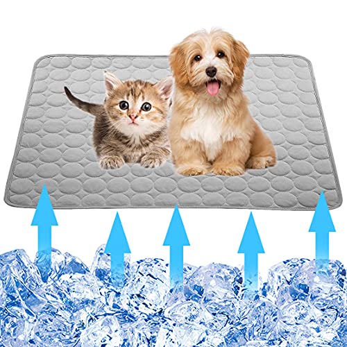 Dog Cooling Mat, Pet Cooling Pads for Dogs, Summer Cooling Bed for Cats, Portable Pet Cooling Cushion for Home or Outdoor (27.539 inches, Grey)