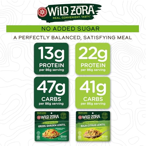 Wild Zora Instant Organic Quinoa Meals - Quick & Tasty Prepared Quinoa Bowls, Pantry Staples Gluten-Free Meal With Lentils Plus 10G Olive Oil Packet thumb #2
