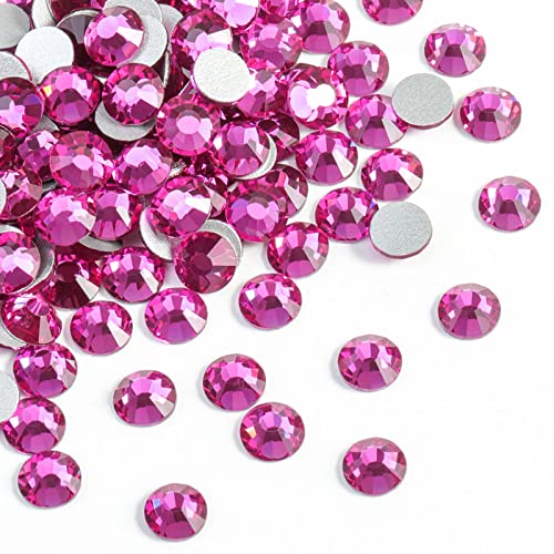 Beadsland 2880pcs Flat Back Crystal Rhinestones Round Gems for Nail Art and Craft Glue Fix,Fuchsia,SS3,1.2-1.4mm -  Evernew, FLAT2880-3fuchsia