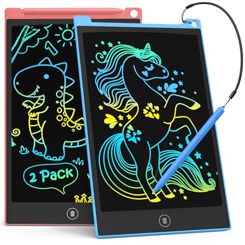 TECJOE 2 Pack LCD Writing Tablet, 10 Inch Colorful Doodle