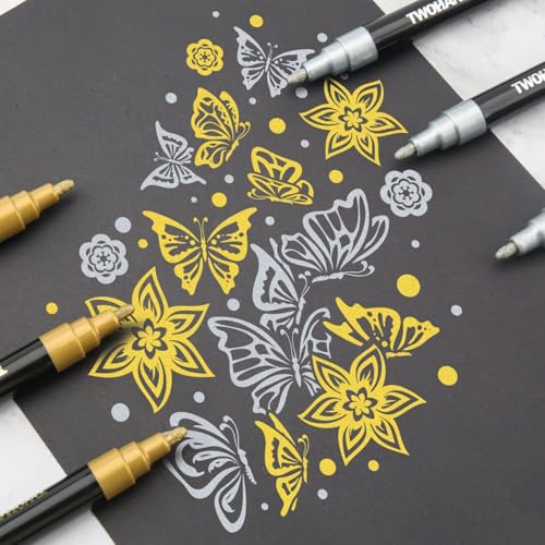 Image of Metallic Marker Pen Set of 3 | Shake and Use Paint Pens | Water-Based Quick Dry Non-Toxic Ink for Art, Craft, Card Making, Journaling, Rock Painting & Drawing (3 White -3 Pic)