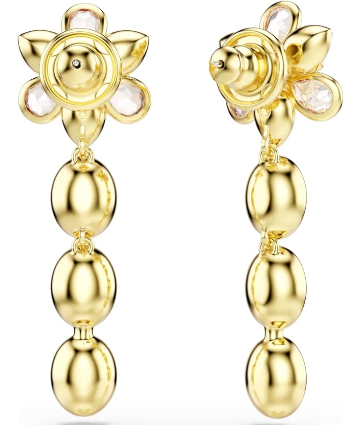 Idyllia drop earrings Mixed cuts, Flower, Multicolored, Gold-tone plated4