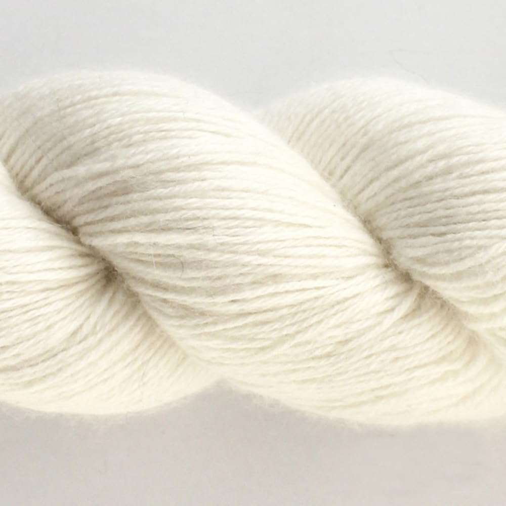 5 Skeins Lotus Yarns Mink & Cashmere Blend Knitting Yarn Skein Soft Crochet Yarn for Fingering Sweater, Scarves, Hats, and Craft Projects Mimi Plus (01-White)