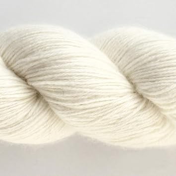 5 Skeins Lotus Yarns Mink & Cashmere Blend Knitting Yarn Skein Soft Crochet Yarn for Fingering Sweater, Scarves, Hats, and Craft Projects Mimi Plus 01-White