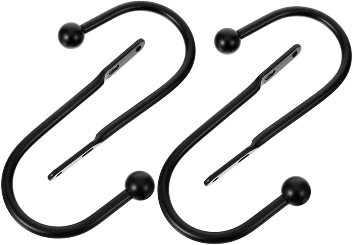 TIDTALEO 4pcs Black Metal Curtain Holdback Hooks, U-Shaped Wall-Mounted Vintage Tiebacks for Drapes, Heavy-Duty Window Accessories for Home Décor and Bathroom Curtains