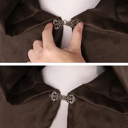 maxToonrain Mittelalterliches Kostüm mit Kapuze, Nordritter, Renaissance, Kapuzenumhang, Vintage, Gothic, Hexe, Zauberer, viktorianisches Halloween-Kostüm (braun, 90 cm, Damen)