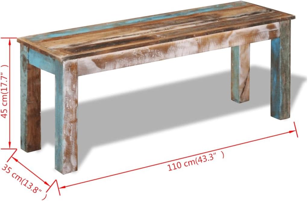 vidaXL Bench Multicolour Solid Reclaimed Wood Medium Durable