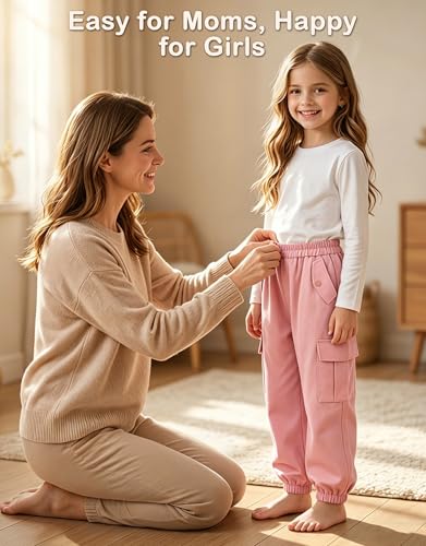 Pantalón cargo niñas de algodón suave con bolsillos 6-13 años 5