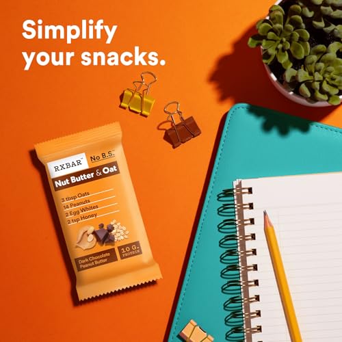 RXBAR Nut Butter and Oat Protein Bars, Protein Snacks, Snack Bars, Dark Chocolate Peanut Butter, 23.2oz Box (12 Bars) - image 7