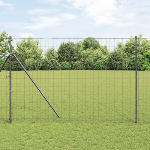 Zaunpfosten 2er-Set, Grau Pulverbeschichteter Stahl, 3,2x3,2x210 cm, Korrosionsbeständig, Rostbeständig für Garten, Terrasse, Außenbereich