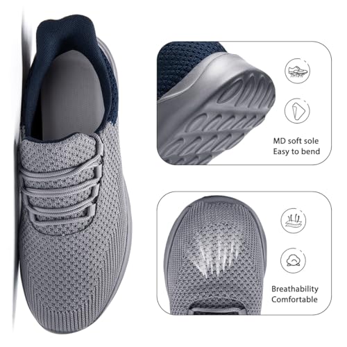 Image of DLWKIPV Womens Walking Running Shoes Tennis Slip On Sneakers Gym Workout Sport Lightweight Breathable Mesh Comfortable Casual Gray 9