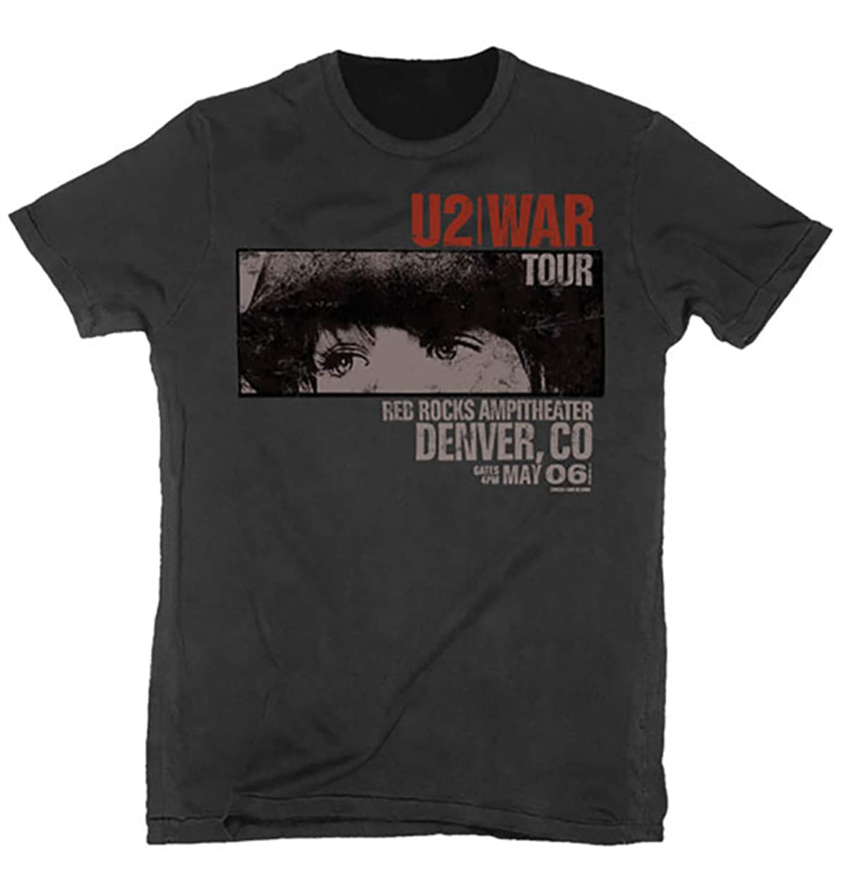 Rock Off Officially Licensed Products Men's Black U2 War Red Rocks Official Tee T-Shirt Unisex (Medium)