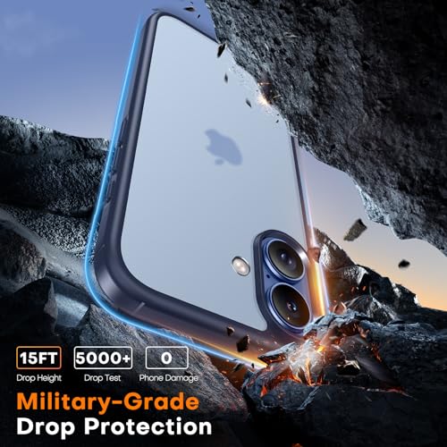 Image of TAURI for iPhone 17 Case, with Screen Protector, Matte Blue | Full Camera Protection, Anti-Yellowing Military-Grade Protection Shockproof Slim Phone Case for iPhone 17