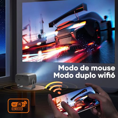 Projetor 4K, Android 11, Wi-Fi 5G/2.4G, Bluetooth 5.0, 9000 Lumens, Correção e Foco Automático, Rota