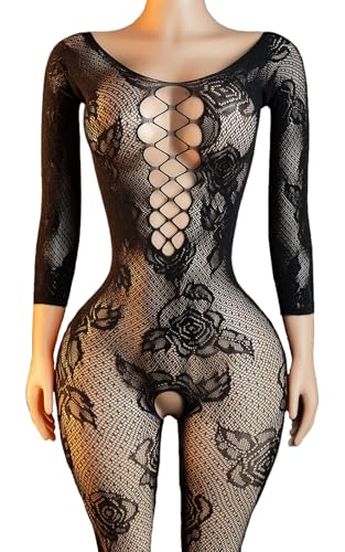 ADSEXY Sexy Lingerie For Women Sheer See Through High Elasticity Bodystocking Bodysuit For Women One Size Black H