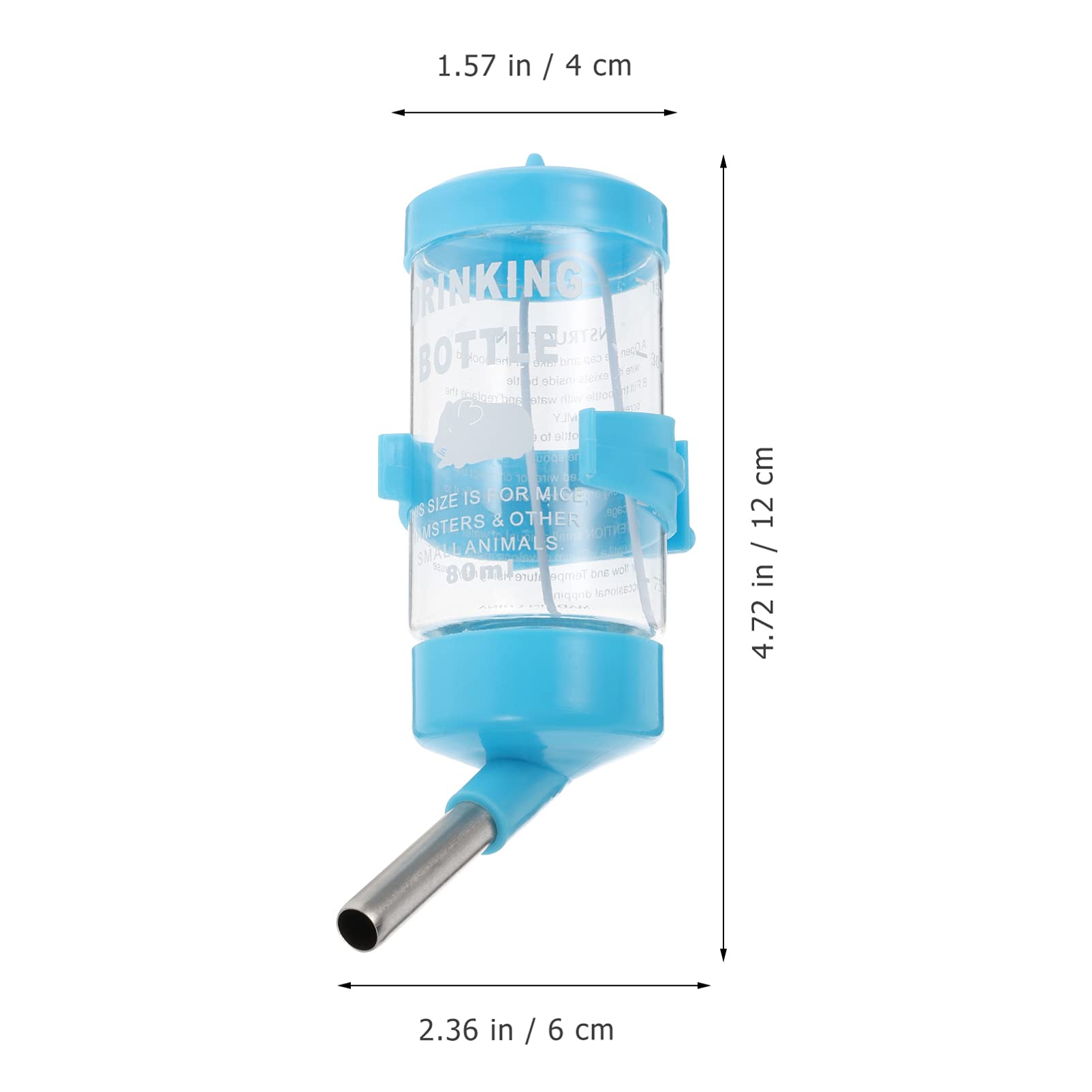 HOLIDYOYO Pp Stainless Steel Pet Water Dispenser 2pcs Hamster Water Fountain Leakproof for Small Animals