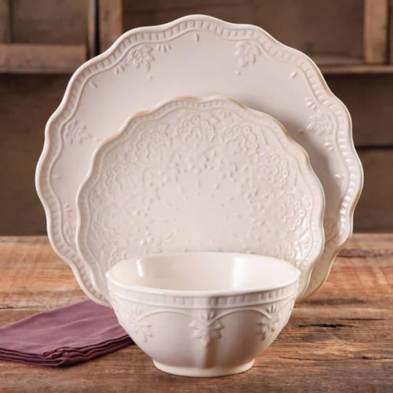 Service de vaisselle 12 pièces en céramique lin pour une décoration de table raffinée