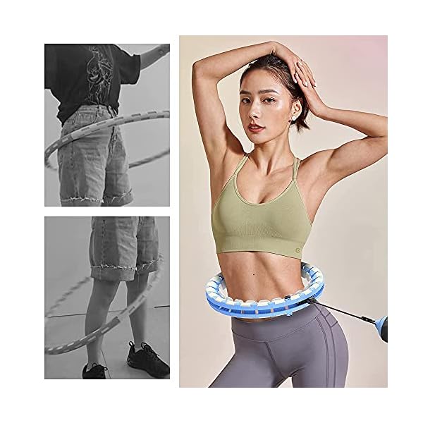 Rkvijl-Hula-Hoops-for-Adults-Weight-Loss-New-2-in-1-Massage-Fitness-Hoola-Hoop-Weighted-Hula-Hoop-with-Detachable-Knots-Adjustable-Gravity-Spinning-Ball Rkvijl Fit Hoop Weighted Hoola Hoop Exercise Hoola Hoop for Adults Weight Loss Infinity Hoop Smart Weighted Hula Hoop Plus Size Detachable Hula Hoops for Adults (Blue&White)