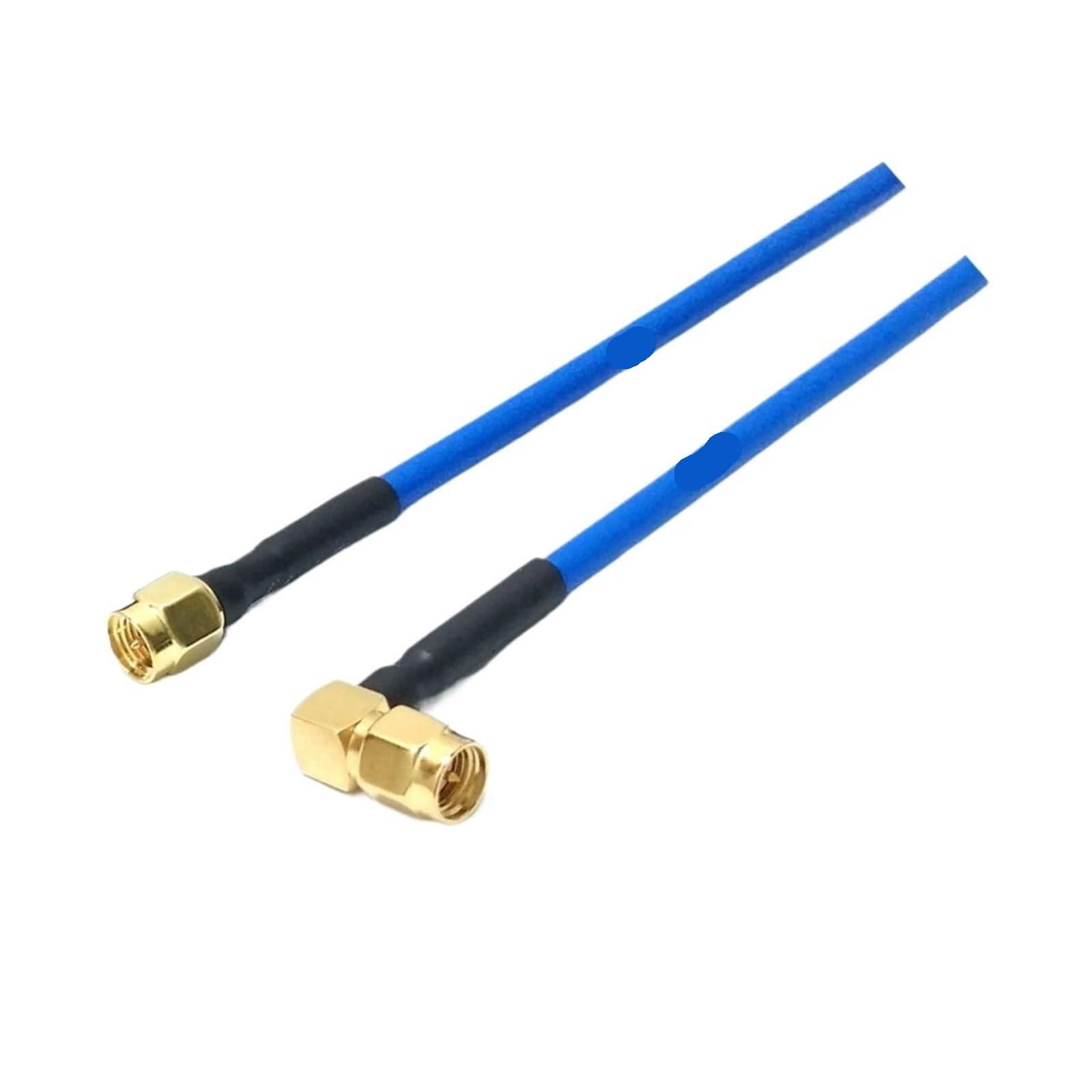 Jack Maschio Ad Angolo Retto RG402 SMA Al Cavo Semirigido Blu A Spirale