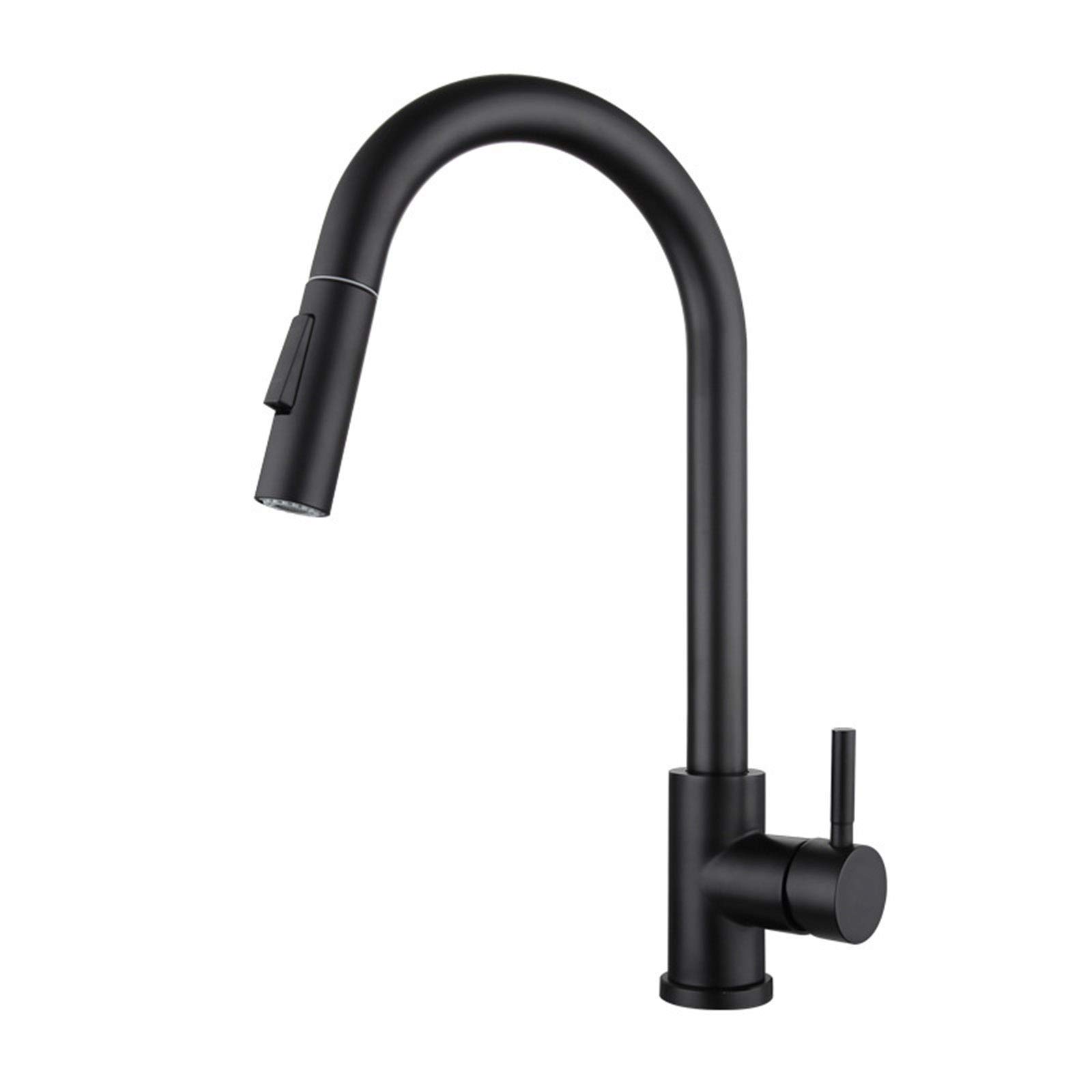 MXXQRHF 360°Rotation Faucet, Single Handle High Arc Pull-Out Kitchen Faucet, Induction Hot and Cold Mixer Tap, Stainless Steel Sink Faucets with Pull Down Sprayer, Brushed Nickel,White (Color : Nero)
