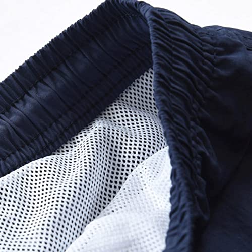 Maiyifu-GJ Men Solid Beach Swim Trunks Lightweight Mesh Lining Swimwear Drawstring Closure Elastic Waistband Beach Shorts (Dark Blue,Medium)3
