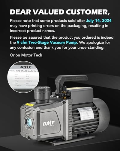 Orion Motor Tech 2 Stage Vacuum Pump, 9 Cfm 3/4 Hp Hvac Rotary Vane Vacuum Pump thumb #1