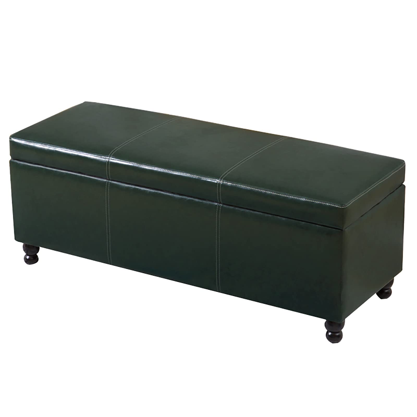 LMMIAOZ Modern Dark Green Leather Storage with Tufted Wood Top Comfy Foot Rest Stool and Coffee Table for Livingroom/Bedroom 60x40x42cm