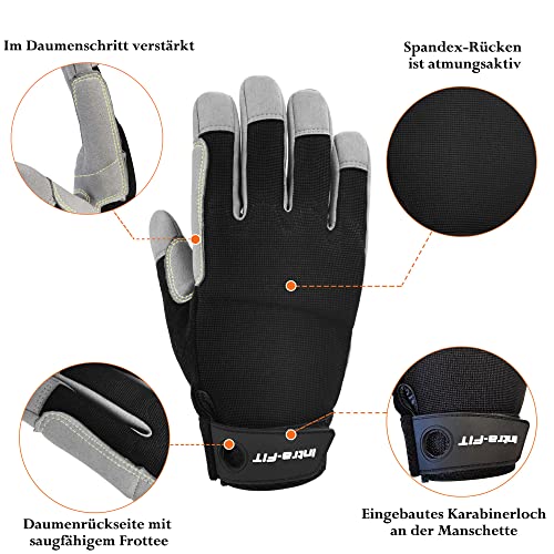 Intra-FIT Kletterhandschuhe Fingerhandschuhe Kunstleder Arbeitshandschuhe Abriebschutz Kletter-Sporthandschuhe Seilhandschuhe für Abseilen, Bergsteigen, Abenteuer, Outdoor-Sport,Rettung
