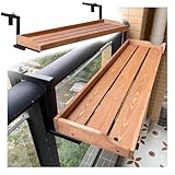 Escritorio colgante para uso en exteriores e interiores, madera maciza, balcón, barandilla, bar, diseño de ahorro de espacio, para patios, porches, 22 cm de altura, 150 cm de largo