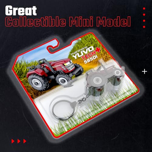 Image of Mahindra Yuvo Tech+ 5850DI Tractor Keychain Toy | Premium Metal Keyring | Realistic Detailed Design | Durable Rubber Tyres | Original Licensed Collectible Mini Model