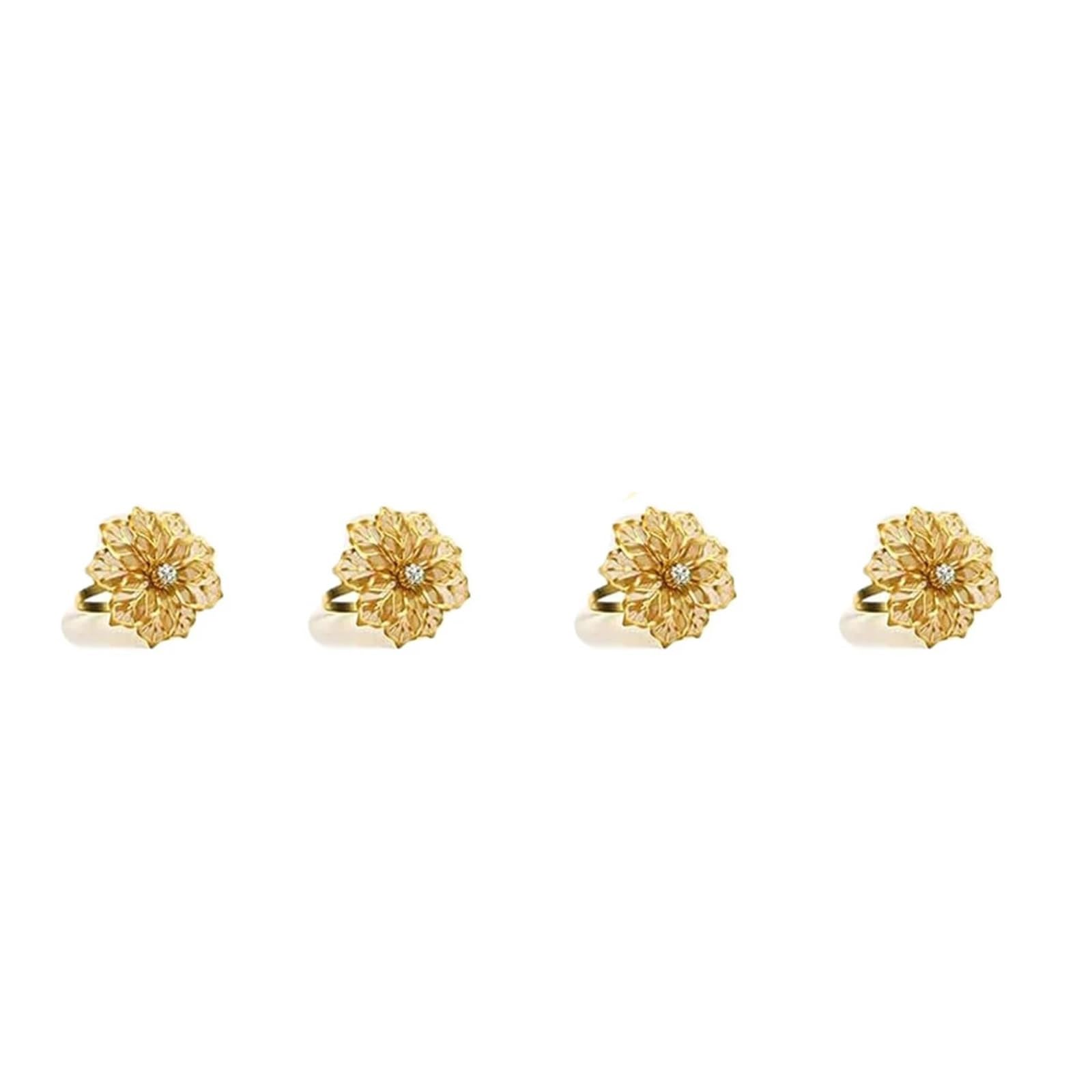 Lot de 20 ronds de serviette en forme de fleur avec strass transparents